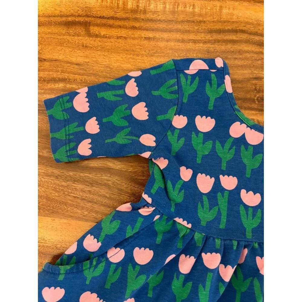 Hanna Andersson Short Sleeve Skater Dress, Tulip Print, Size 3T